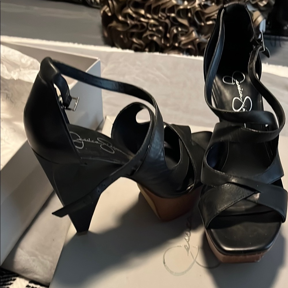 Jessica Simpson Black Strappy Heels